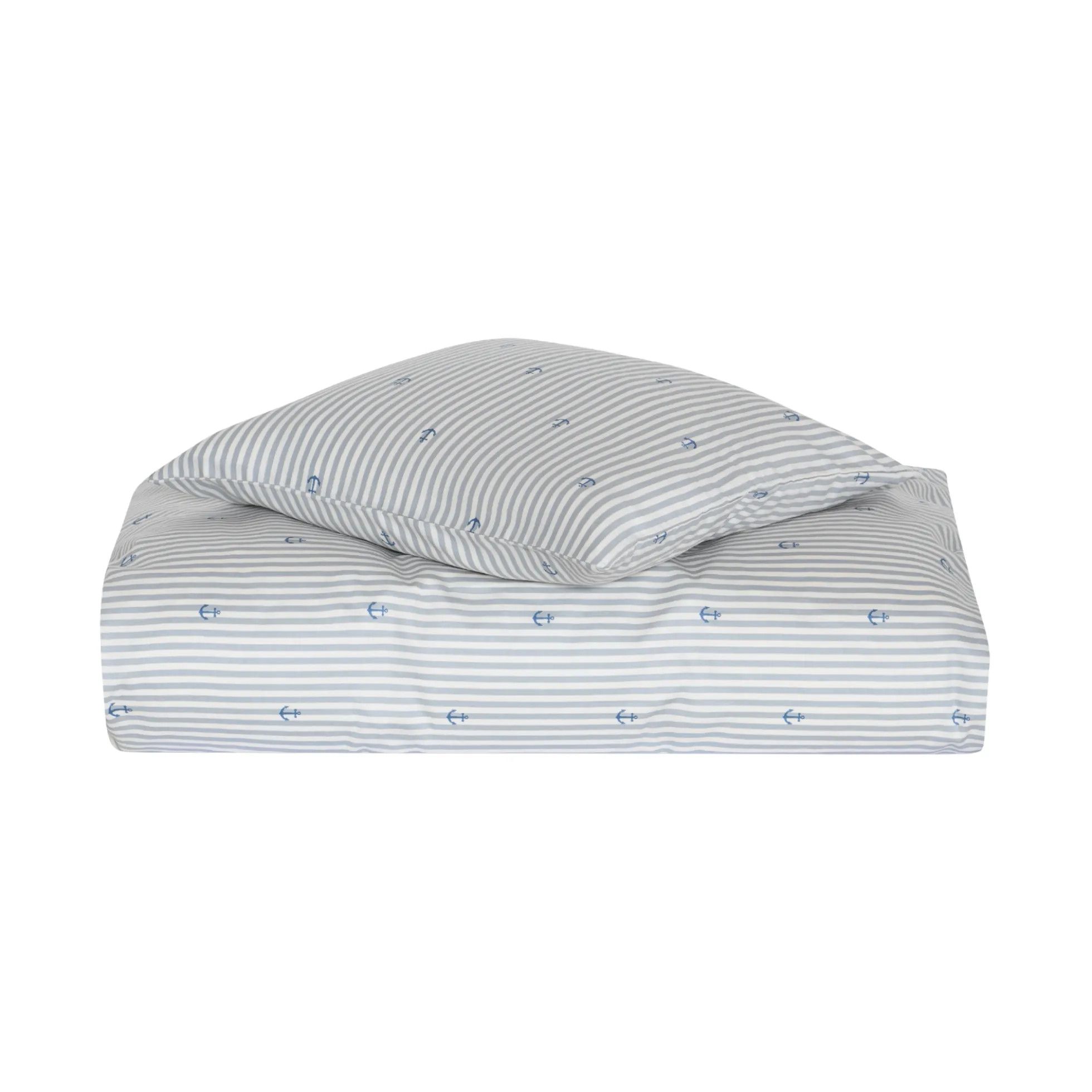 Baby sengetøj 70x100 cm - 100% økologisk bomuldssatin - Stribet med anker