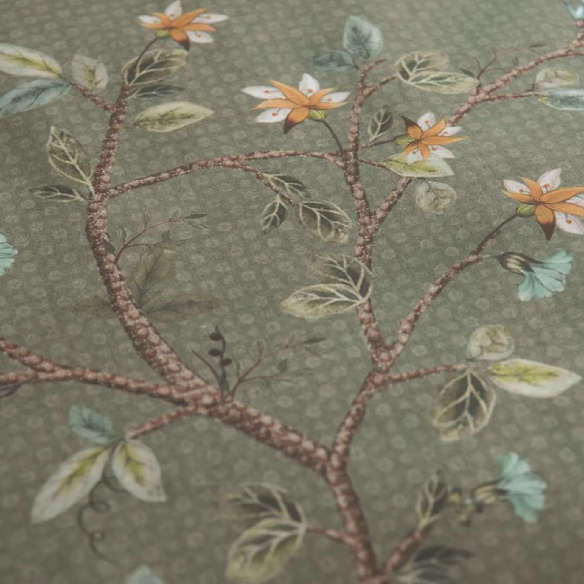 Blomstret dobbelt sengetøj 200x220 cm - Grønt vendbart sengesæt i 100% blød bomuld - Okinawa green - Pip Studio sengelinned