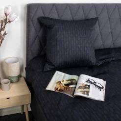 Dobbelt sengetøj 200x220 cm - Satin - Mørkeblåt mønster design