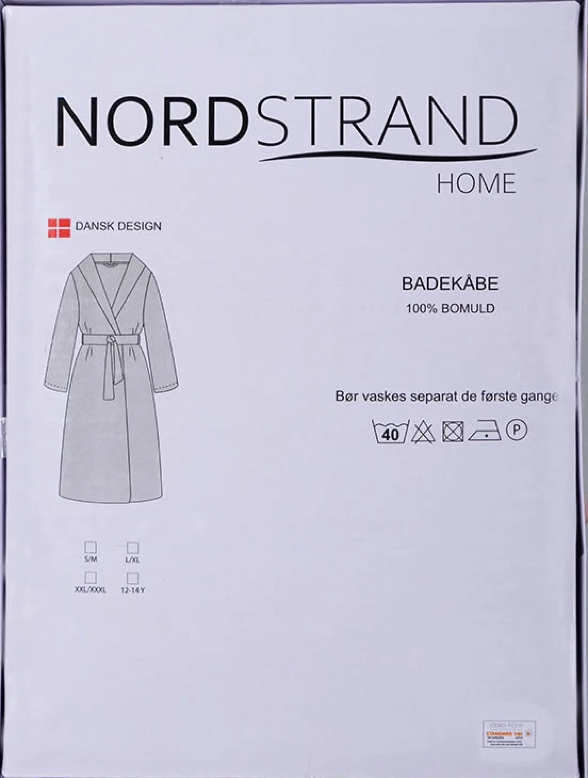 Morgenkåbe - Str. S/M - 100% bomuld - Badekåbe - Sort - Nordstrand Home