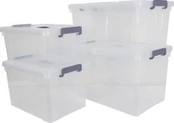 Opbevaringskasse - 35 Liter - Praktisk opbevaringsboks med tætsluttende låg - Transparent plastikkasse