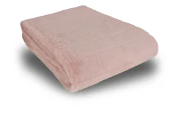 Plaid i fake fur - 135x190 cm - Rosa med striber - Blødt tæppe fra Nordstrand Home