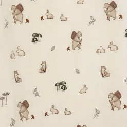 Sengerand - Passer til babyseng 120x60 cm - Sandfarvet med skovens dyr