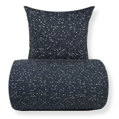 Sengetøj 150x210 cm - 100% Bomuld - Zodiac black - Vendbart med stjerner
