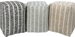 Sidepuf - 28x28x40 cm - Sort med mønster - Praktisk puf fra Nordstrand Home