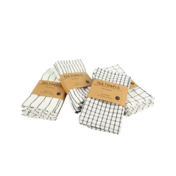 Viskestykker - 3-pak - Bomuld - 45x60 cm - Hvid med brede sorte striber